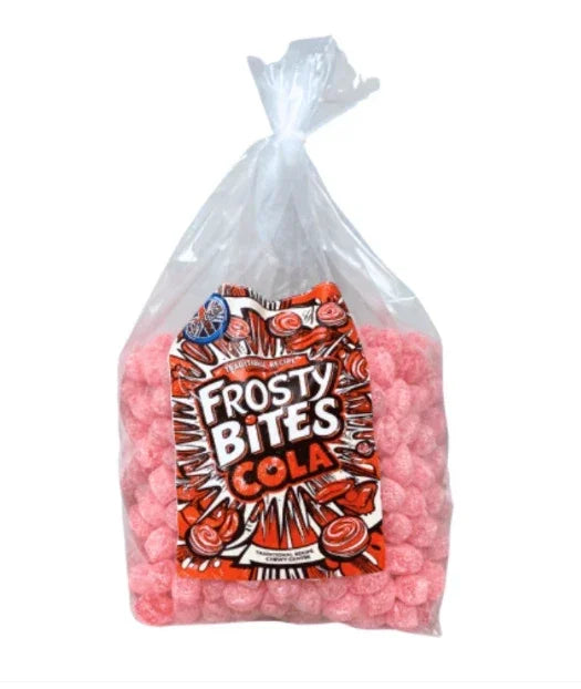 A 200g retail bag of vibrant pink Frosties pick and mix sweets from Anderson's Sweet Shop.