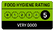 Food hygiene rating sticker with a score of 5 on a green background