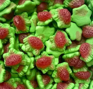 Vidal jelly filled strawberries gummy candies with bursting fruity liquid centres